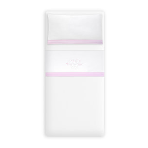 Triptico Minicuna Coralina Alg Don Algodon Baby Lazo Bco/Rosa