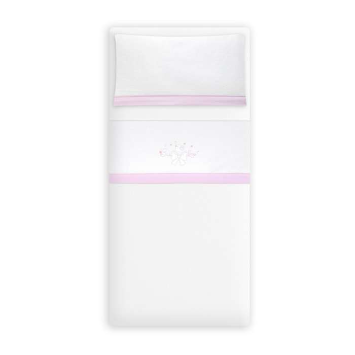 Triptico Minicuna Coralina Alg Don Algodon Baby Lazo Bco/Rosa