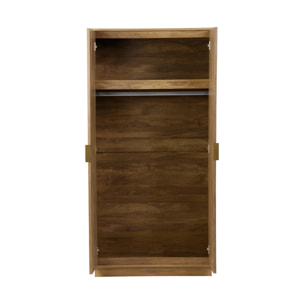 Dressing décor bois de manguier rainuré 2 portes - 90 x 59 x 179.5 cm - Celian