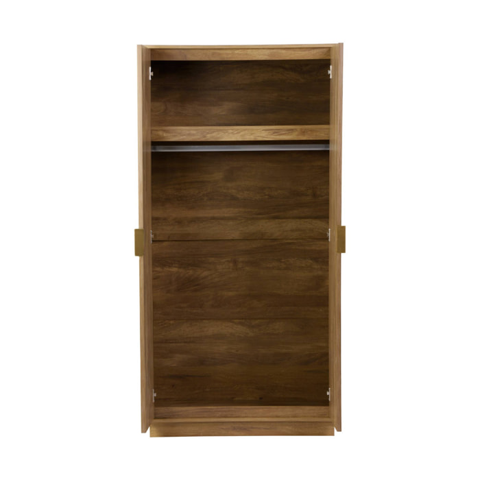 Dressing décor bois de manguier rainuré 2 portes - 90 x 59 x 179.5 cm - Celian