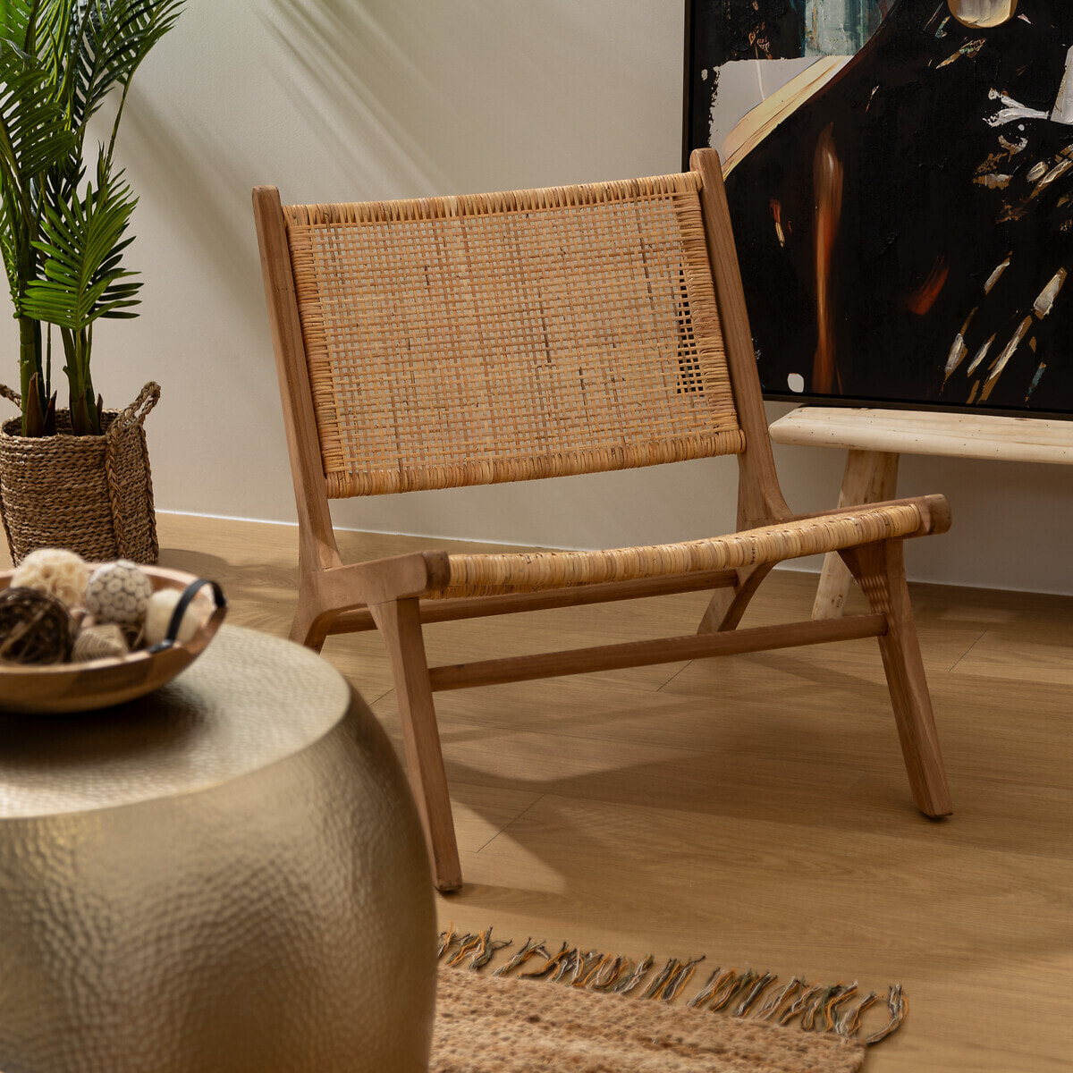 Fauteuil "Timor" - teck & rotin