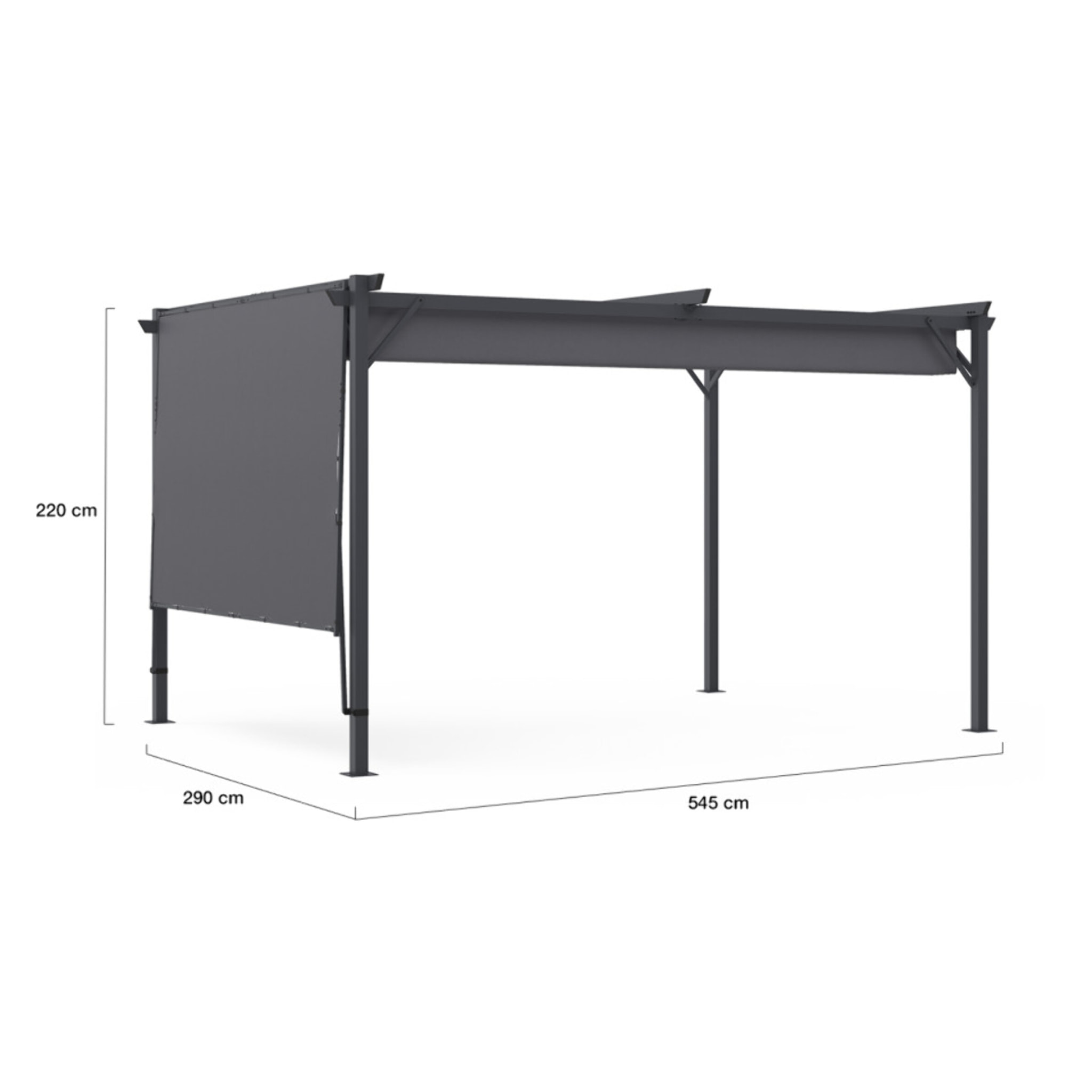 Pergola Marina en acier avec toit rétractable et inclinable 3x4m