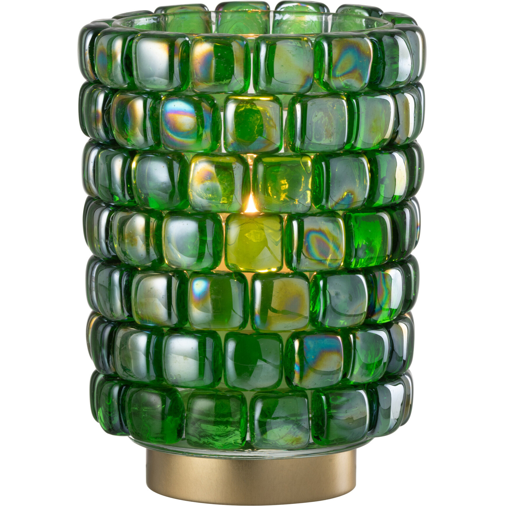 J-Line bougeoir Carré Mosaïque - verre - vert - large