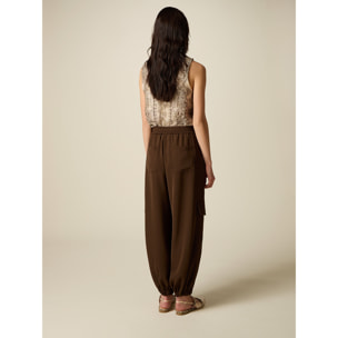 Oltre - Pantaloni joggers cargo - Marrone