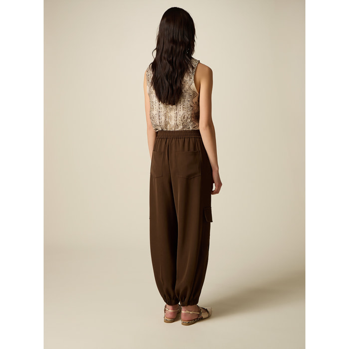 Oltre - Pantaloni joggers cargo - Marrone