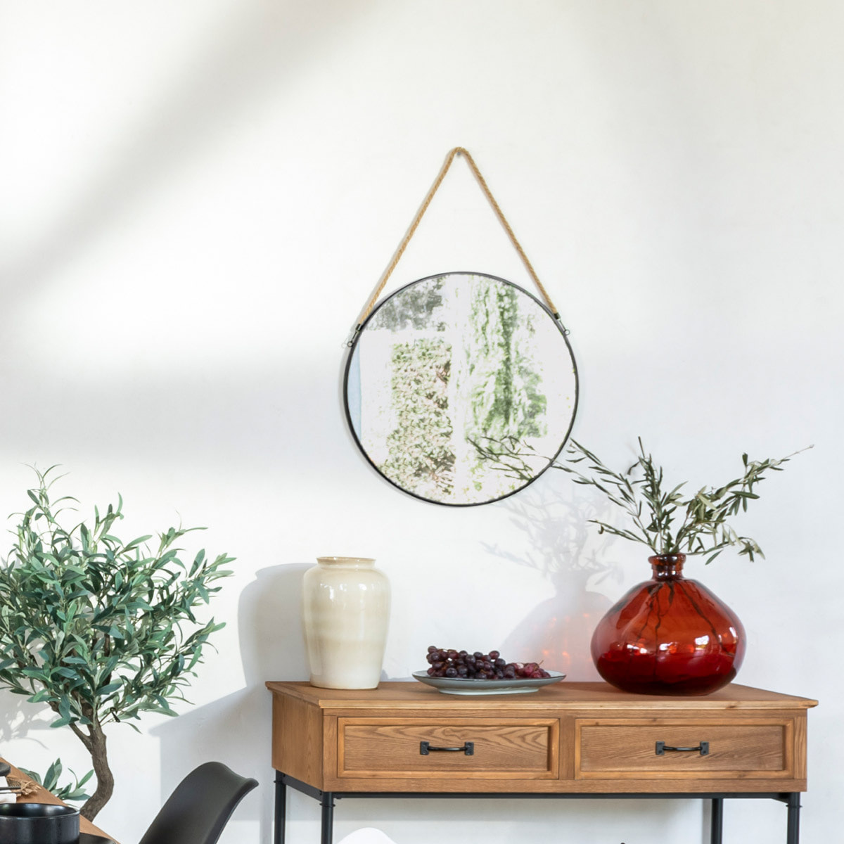 Vase rond "Uly" en verre recyclé D33cm ambre