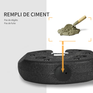 Lot de 4 poids de lestage pour tonnelle barnum tente dim. Ø 22 x 5,5H cm HDPE noir