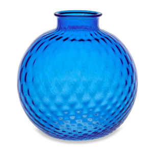 Vaso artigianale SFERA BEVANDA in vetro di Murano blu 20 cm