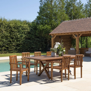 MAEVA - Salon de jardin en teck huilé 8/10 personnes