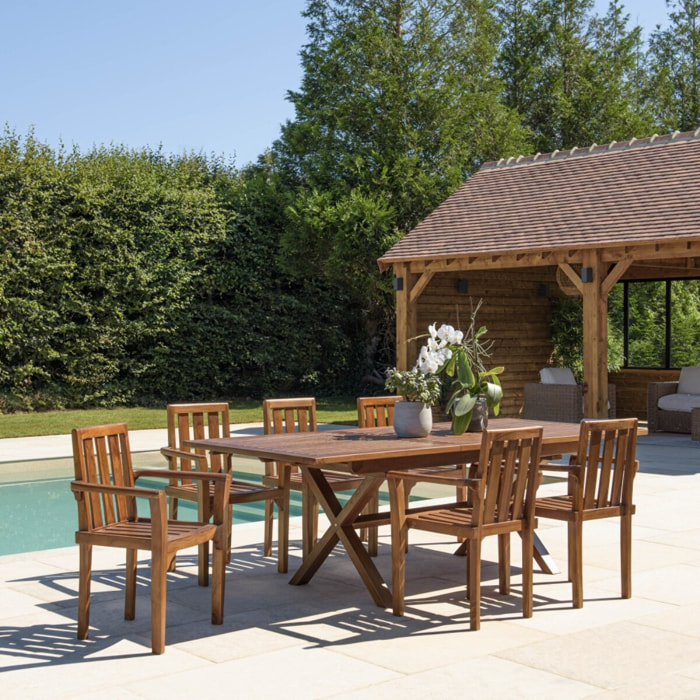 MAEVA - Salon de jardin en teck huilé 8/10 personnes