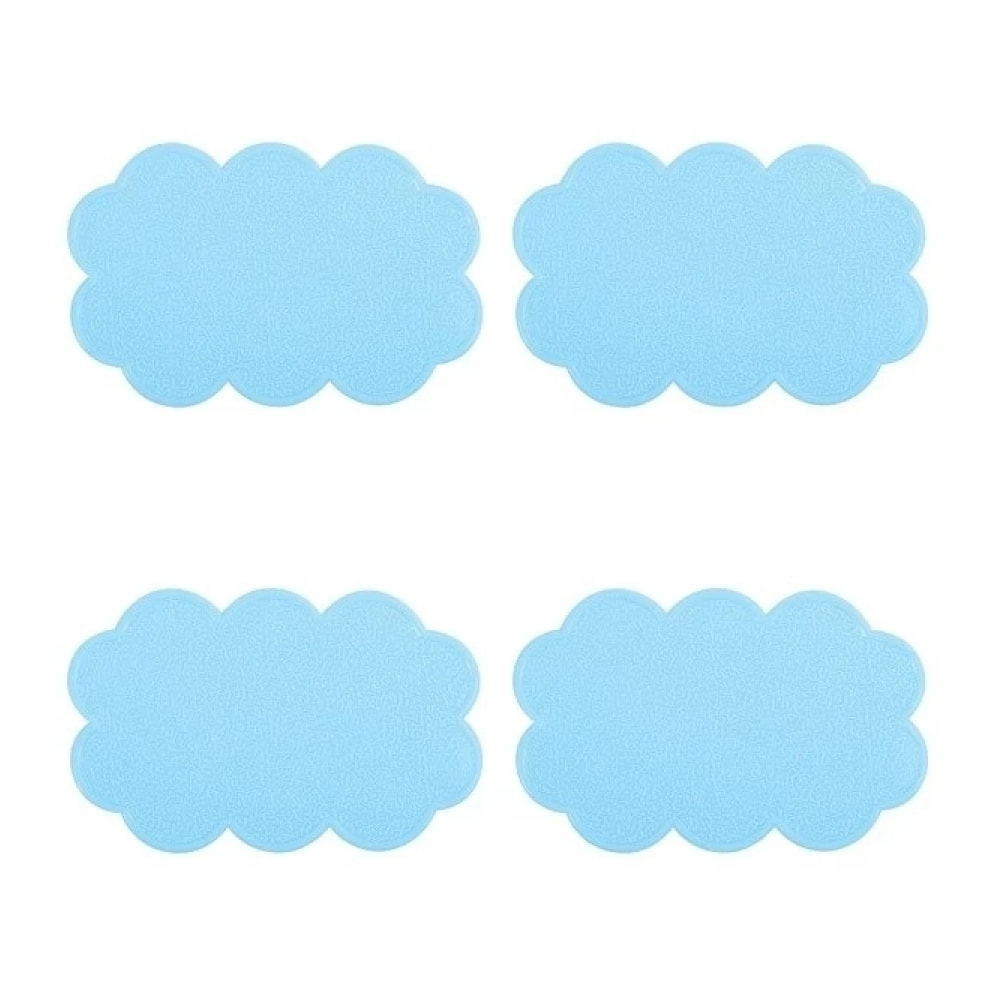 Lot de 4 Tapis antiderapants de douche ou baignoire PVC NUAGES 14,5x9cm Bleu Ciel MSV