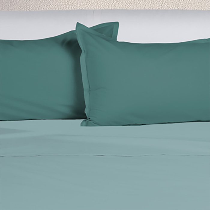 UNO CASA DESIGN Completo Letto Bice 25 Bicolor in Puro Cotone_Matrimoniale_atlantico