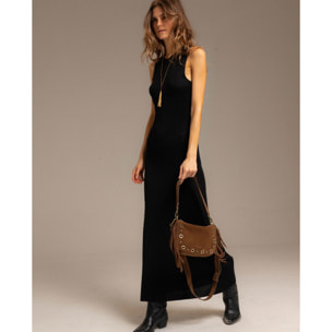 Vestido largo de punto con brillo