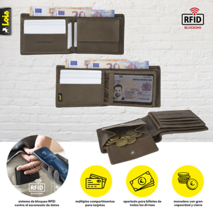 Cartera Hombre Piel Lois Elk Marron Oscuro