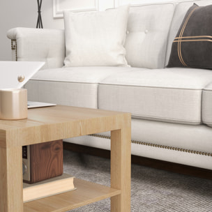 Mesa de Centro Mesa baja para Salón con 2 Estantes de Almacenamiento para Sala de Estar Dormitorio 90x45x44,5 cm Natural