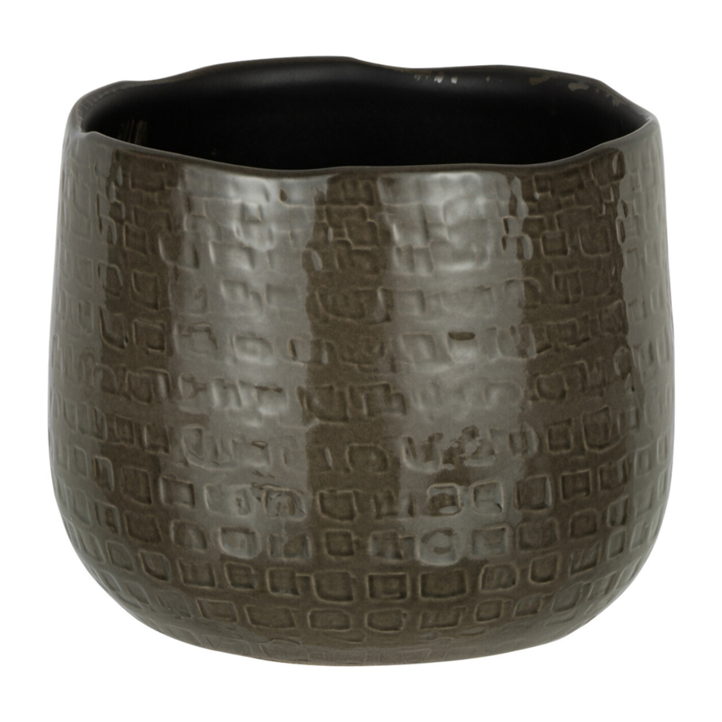 J-Line cache-pot Motifs - céramique - gris foncé - medium - Ø 22 cm