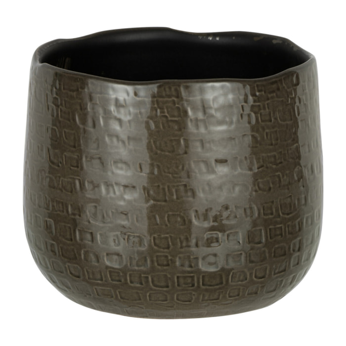 J-Line cachepot Motifs - céramique - gris foncé - medium - Ø 22.00 cm