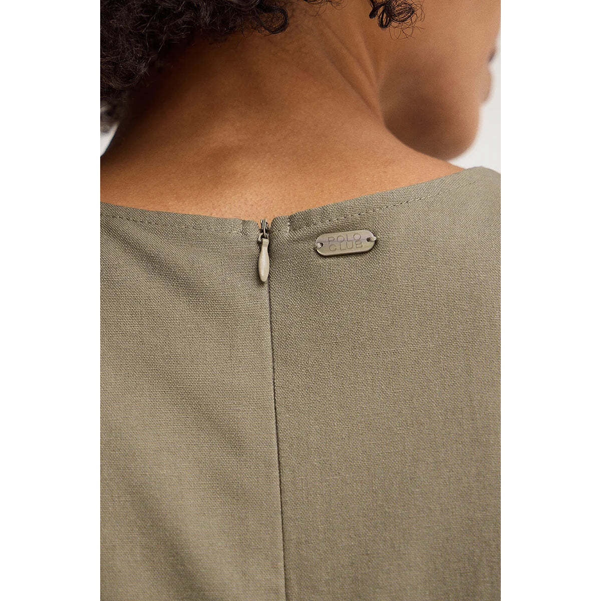 Vestito in cotolino kaki smanicato con logo Polo Club