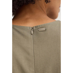 Vestito in cotolino kaki smanicato con logo Polo Club