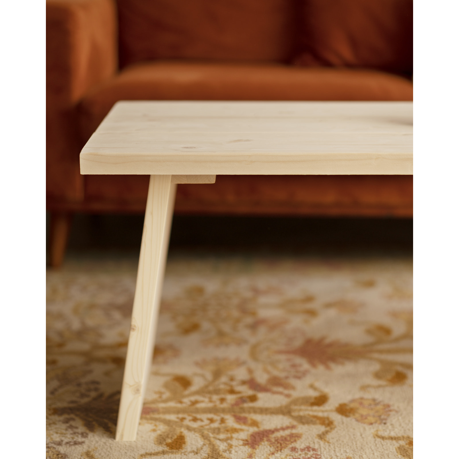 Table basse en bois massif ton naturel 120x60cm Hauteur: 45 Longueur: 120 Largeur: 60