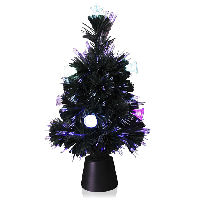 Árbol de fibra óptica con decoración navideña y luces LED 40 cms.