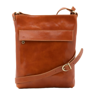 Borsa a tracolla uomo in vera pelle - Modello False - Made in Italy - 26.0 x 34.0 x 5.0 cm