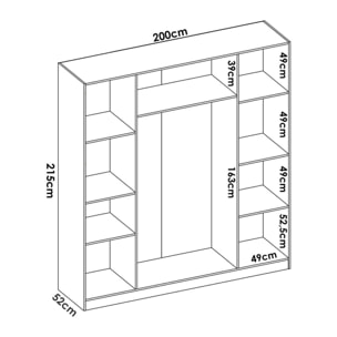 Guardaroba Bove, Mobile appendiabiti per camera da letto, Armadio a 4 ante battenti, 200x52h215 cm, Bianco