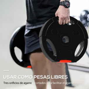 Juego de Discos Pesas de 4 Piezas Discos de Pesas Total 25 kg 2x7,5 kg 2x5 kg con Orificios de 2,5 cm para Entrenamiento Fitness en Hogar Gimnasio Negro
