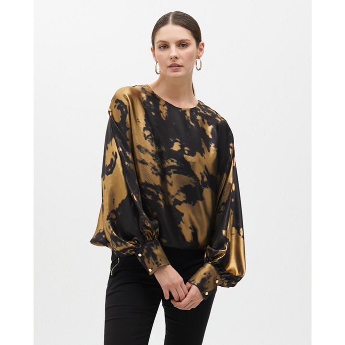 Blusa Stampata con Manica Asimmetrica