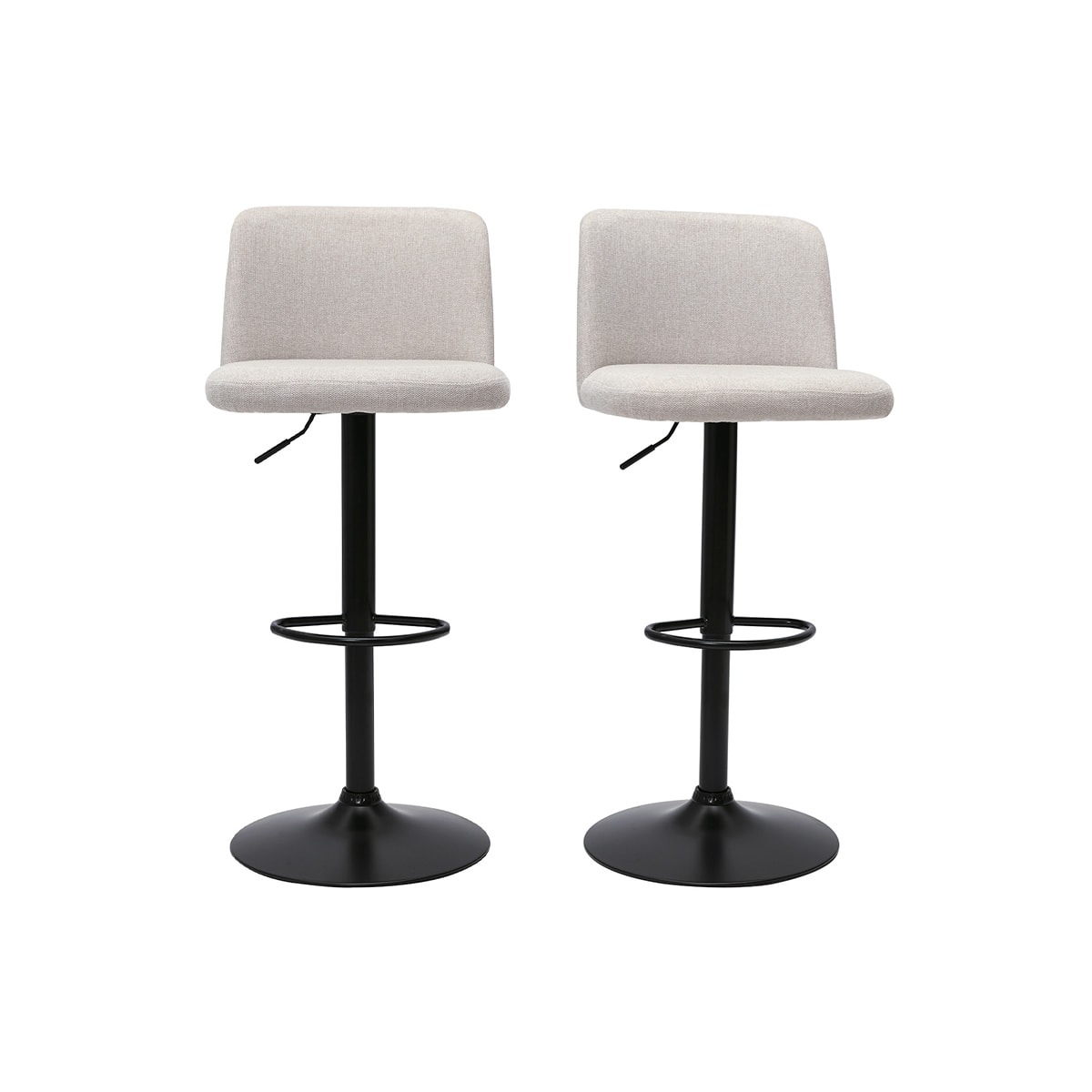 Tabourets de bar réglables en tissu effet velours texturé beige et métal noir (lot de 2) MONTI