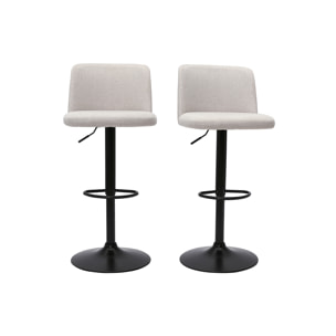 Tabourets de bar réglables en tissu effet velours texturé beige et métal noir (lot de 2) MONTI