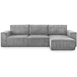 Canapé d'angle convertible 5 places en velours côtelé - HARPER