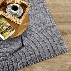 Tapis salon, motif géométrique, texture relief, lym chaleureux