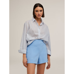 Motivi - Camicia loose fit a righe lurex - Azzurro