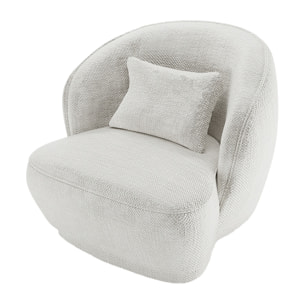 Fauteuil design tissu chenille blanc