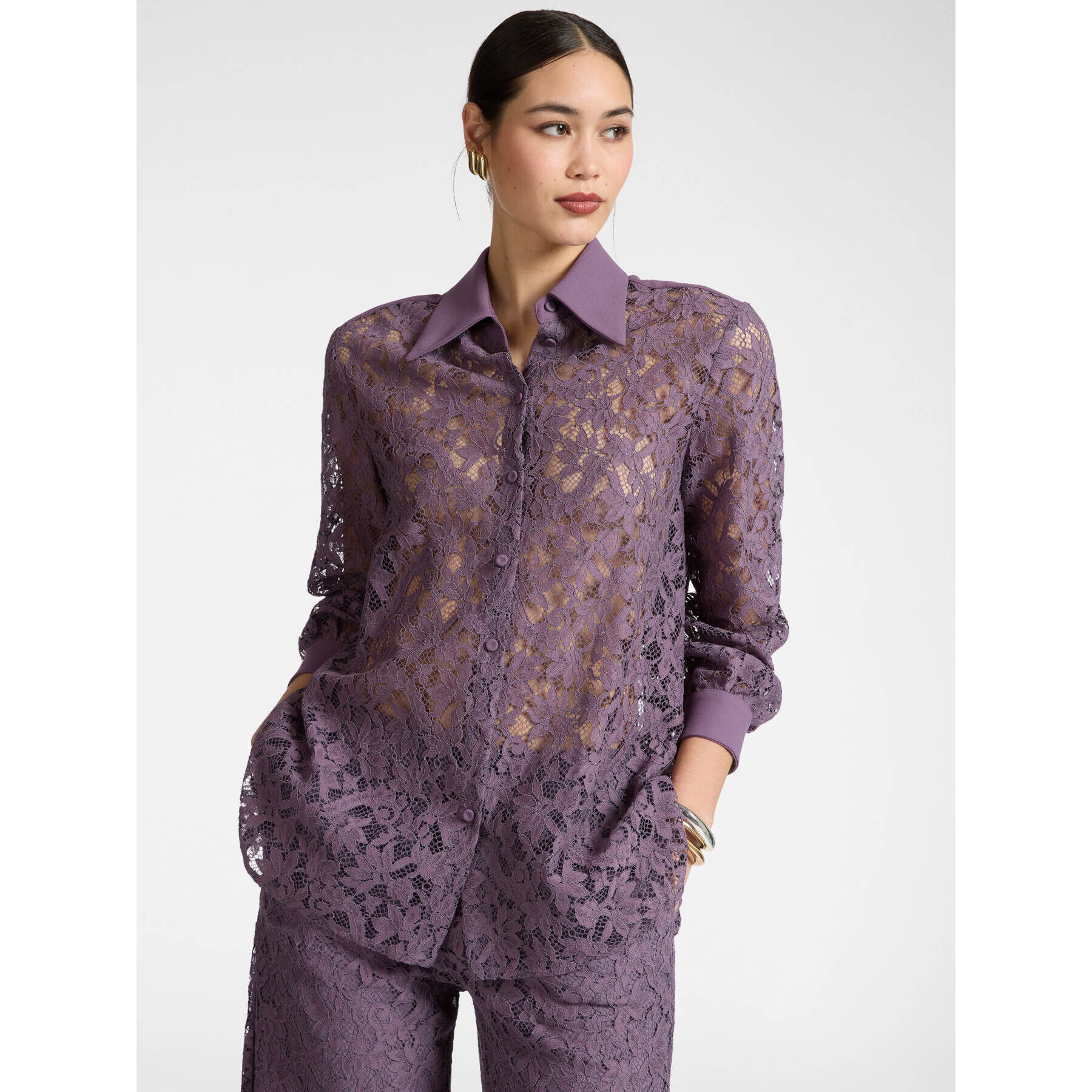 Elena Mirò - Camicia in pizzo - Viola