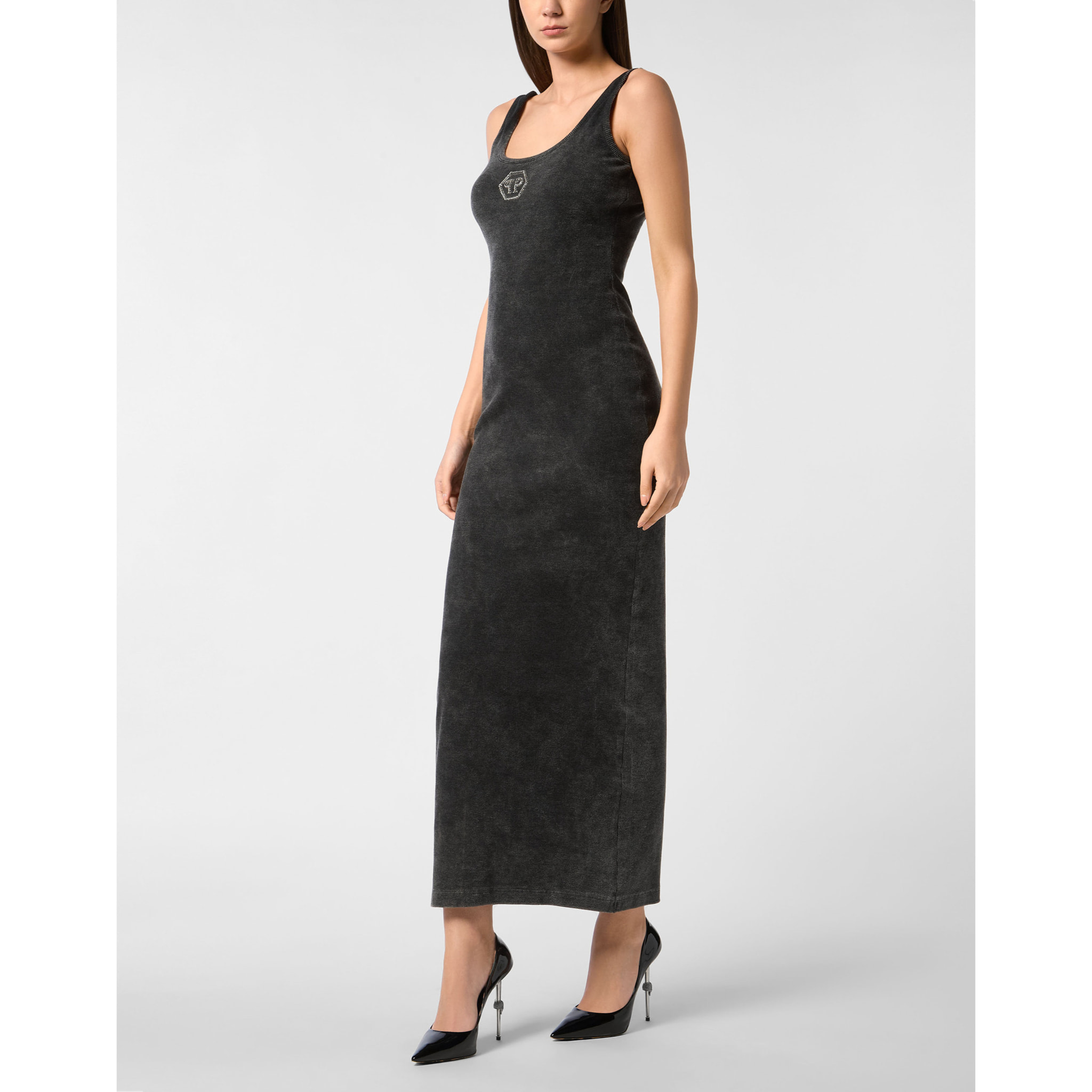 PHILIPP PLEIN Vestido largo de tirantes HEXAGON