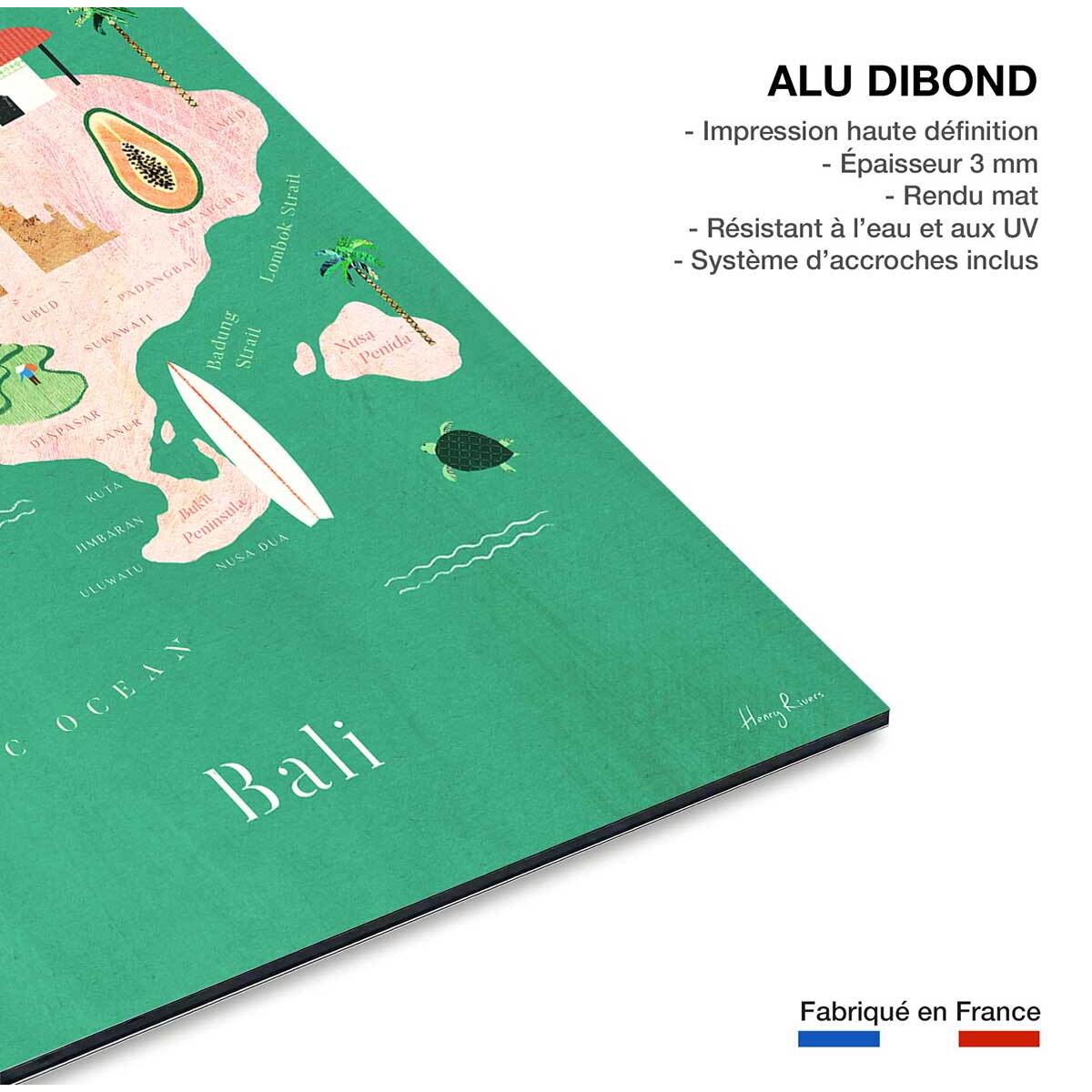 Tableau cartographie carte de bali  Tableau alu Dibond