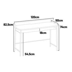 Hariyang - Scrivania in metallo con ripiano in legno 120x50 cm dotata di 2 prese shuko e 2 porte USB