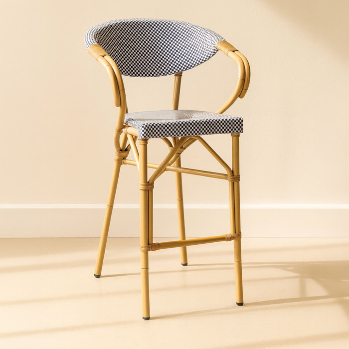 Lot de 2 fauteuils de bar extérieur en aluminium effet rotin bleu AMALFI