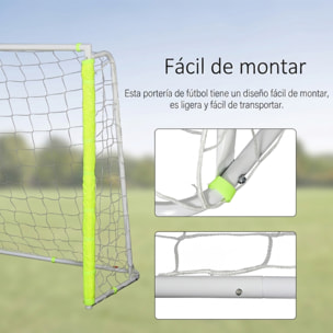 Portería de Fútbol, Puerta de Fútbol con Soporte de Metal y Red, para Entrenamiento en Jardín, Aire Libre, 186x62x123 cm, Blanco y Amarillo
