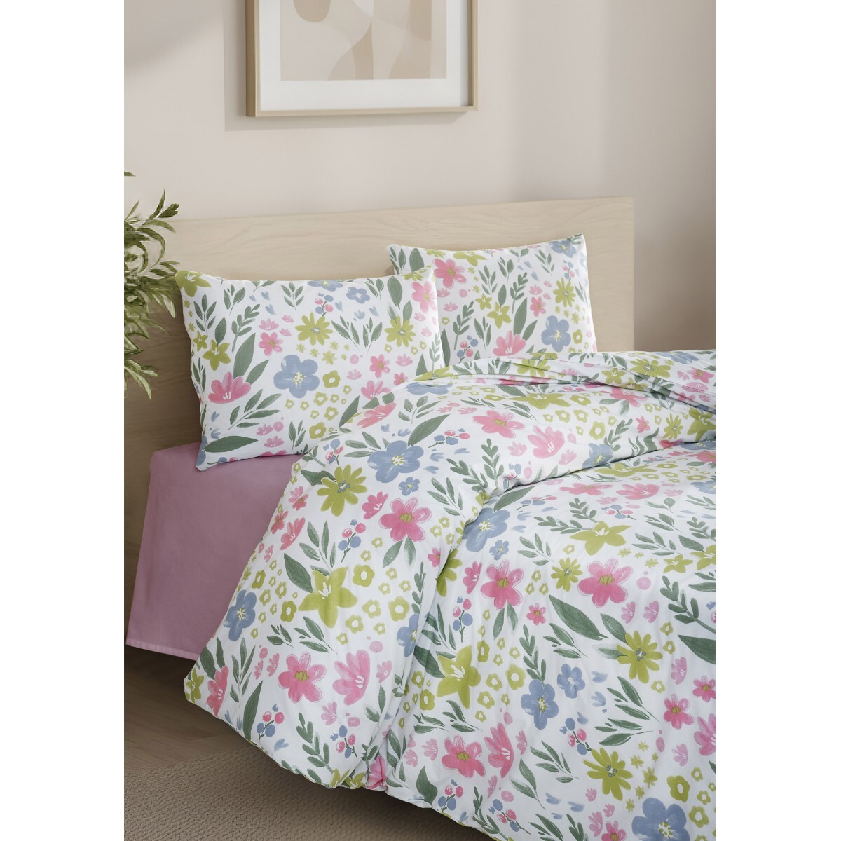 Parure housse de couette et taie(s) d'oreiller coton imprimé