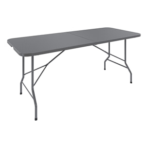 Tavolo Tavolino Pieghevole In Resina Dura Set Birreria Facile Trasporto Con Maniglia  Terrazzo Campeggio Giardino Rettangolare Grigio Effetto Rattan