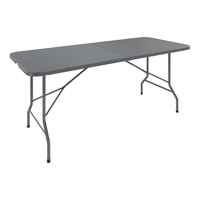 Tavolo Tavolino Pieghevole In Resina Dura Set Birreria Facile Trasporto Con Maniglia  Terrazzo Campeggio Giardino Rettangolare Grigio Effetto Rattan