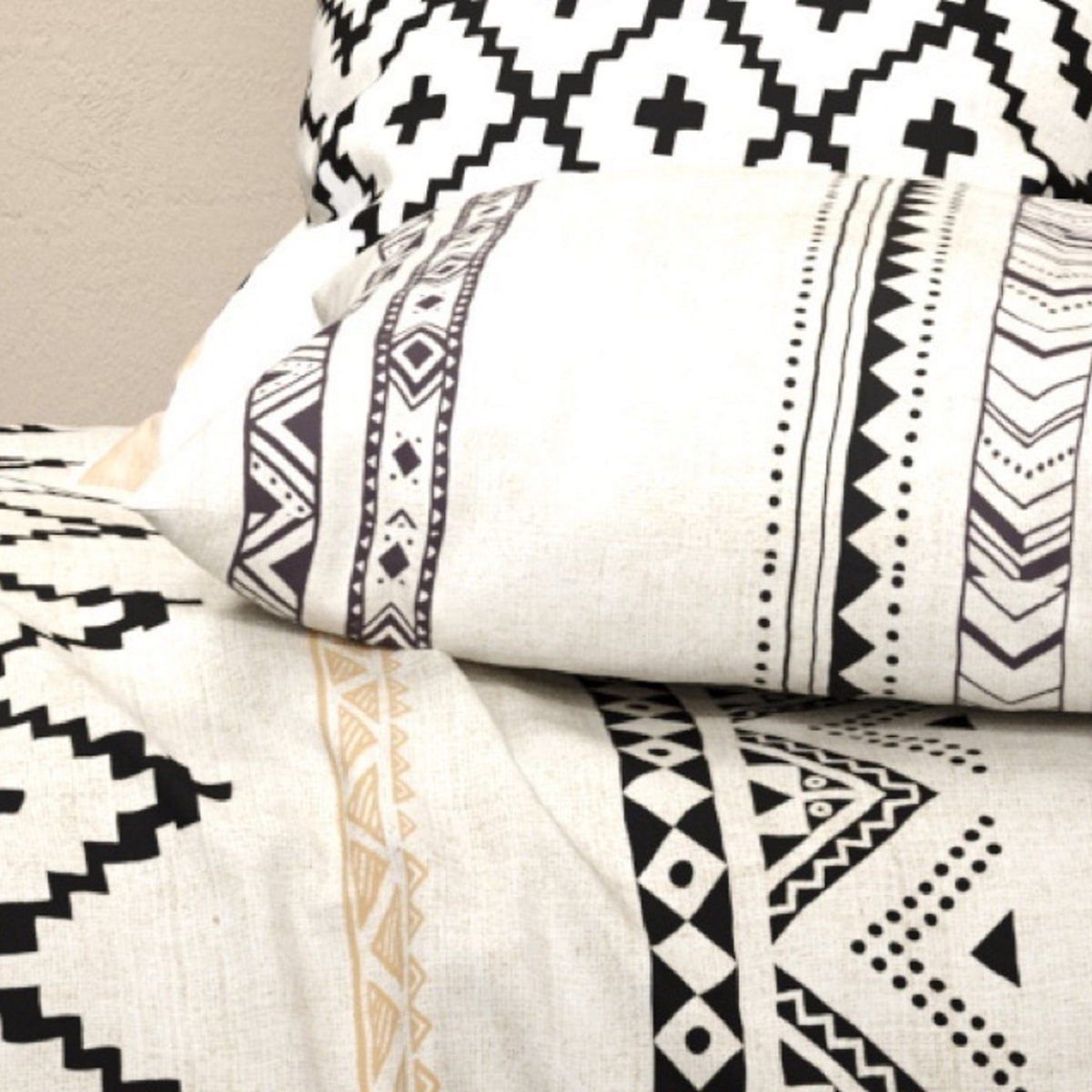 Parure housse de couette coton beige