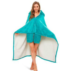 Robe coperta per adulti con design cappuccio dinosauro. 120x152 cm.