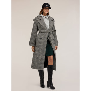 Motivi - Cappotto in misto lana fantasia check - Grigio