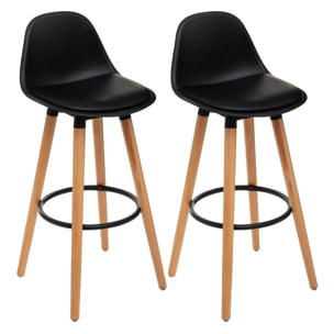 Lot de 2 tabourets bar déco style scandinave "Maxon" Atmosphera - Couleur: Noir