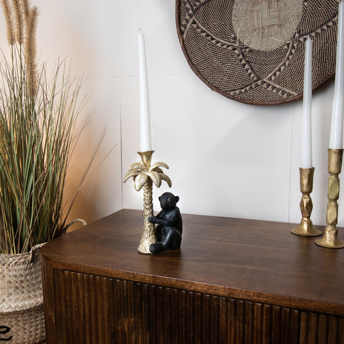 Chandelier palmier doré avec singe noir h19cm RICO