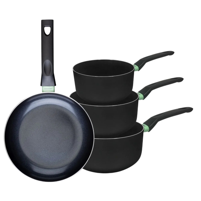 Ensemble de 1 poêle de 24 cm et 3 casseroles 16, 18 et 20 cm Fackelmann Brandao